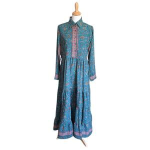 Anthropologie Boemo Maxi Dress Floral Paisley Peasant Boho Cottage Tiered XLP